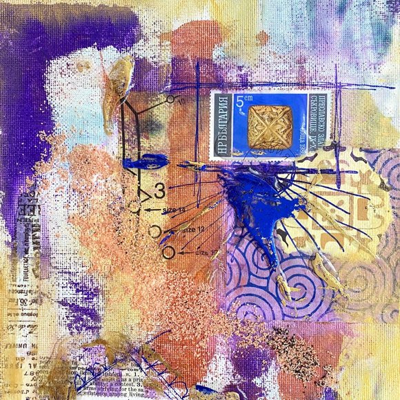 Golden March - Original Wall Art Mixed Media Painting 11"x14" Matted Decor - Picture 5 of 8